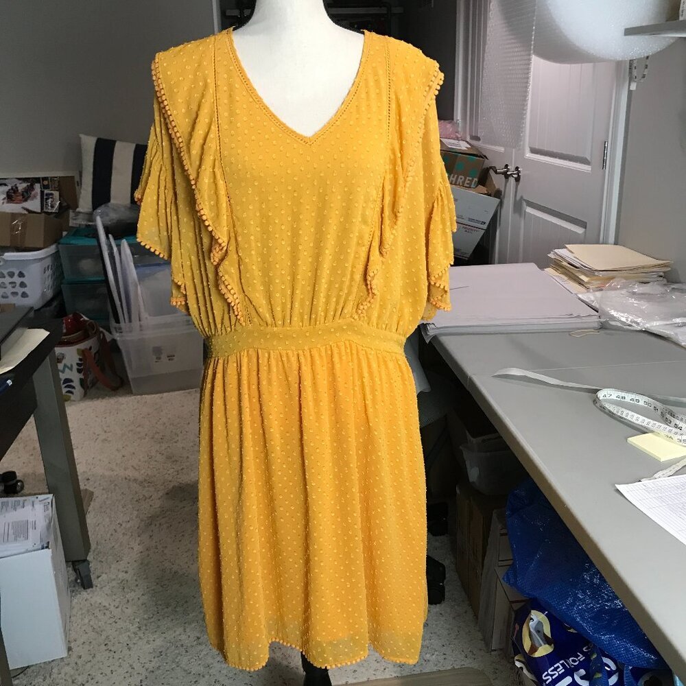 Women's Scotch & Soda Yellow Flutter sleeve dress Size XL